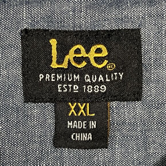 LEE Chambray Shirt Men's XXL Blue Button Up Classic 100% Cotton 2XL - Picture 3 of 14